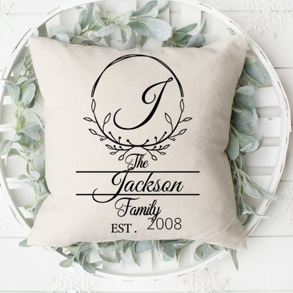 Personalized Wreath Pillow Cover 16X16 - Picture 2 of 3